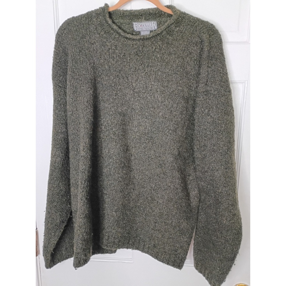 Fogcutter Vintage Wool Blend Crew Neck Sweater Olive Green Marl XLWomens Relaxed